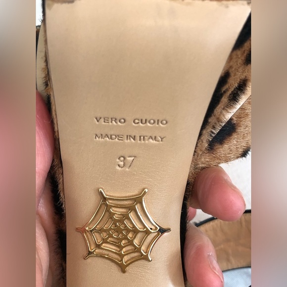 Charlotte Olympia Leopard Print Calf Hair Platform Heels Tan Black 37 - Picture 5 of 6